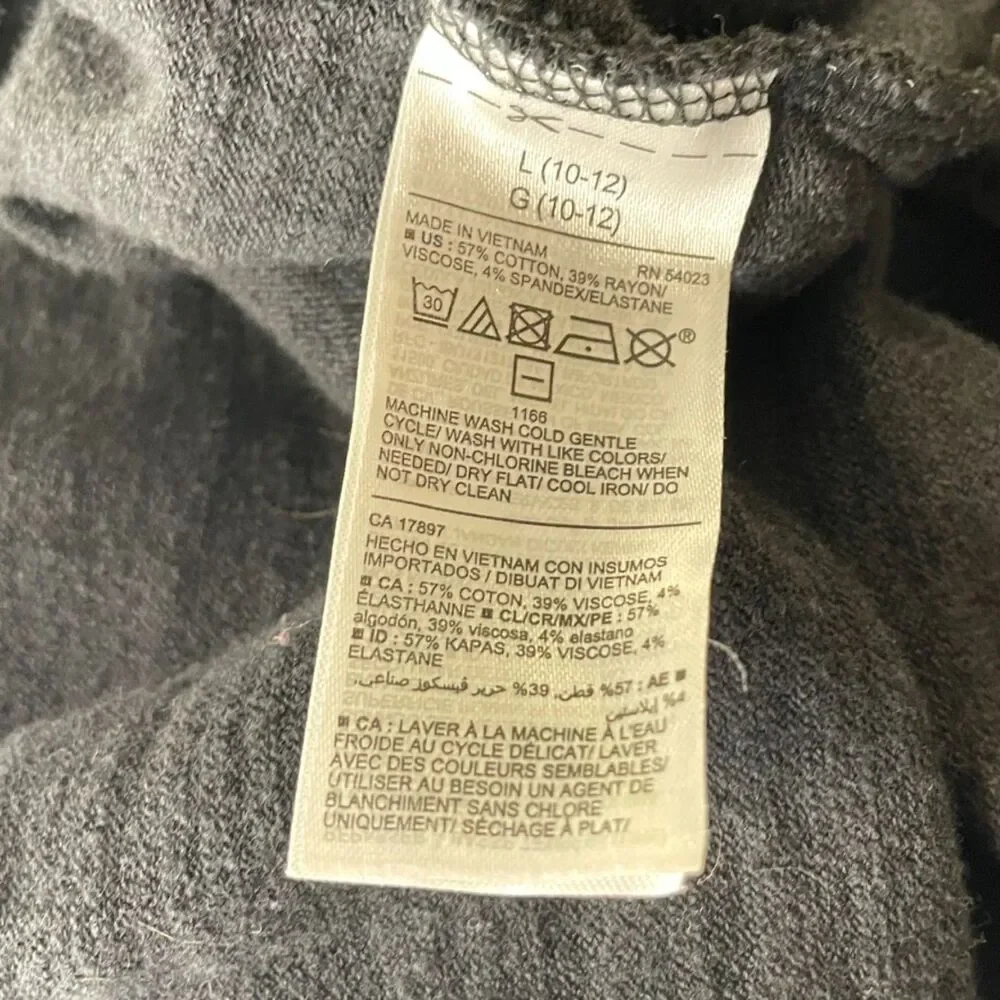 Old Navy Girls L 10-12 Black Open Front Long Cardigan Sweater Pockets
